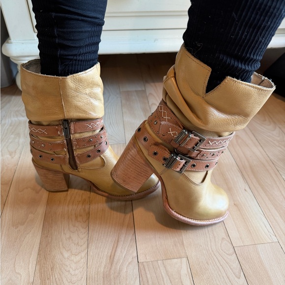 Freebird by Steven Tan Slouch Lace-Up Leather Boots with Studded Straps - Picture 3 of 8